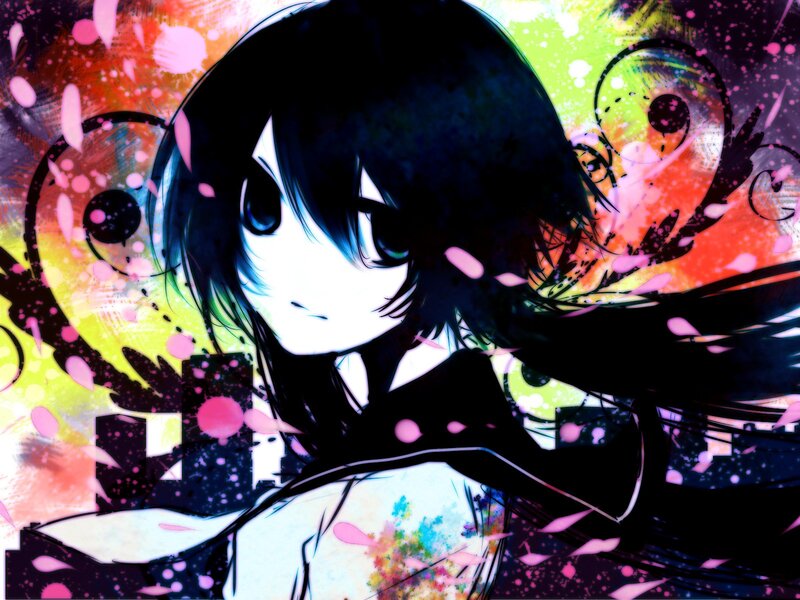 anime girl with colorful background