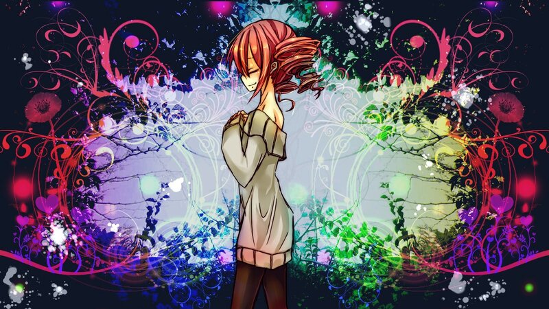 anime girl with colorful background