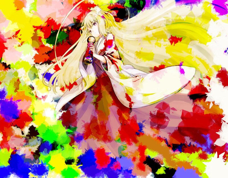 Anime girl with colorful background