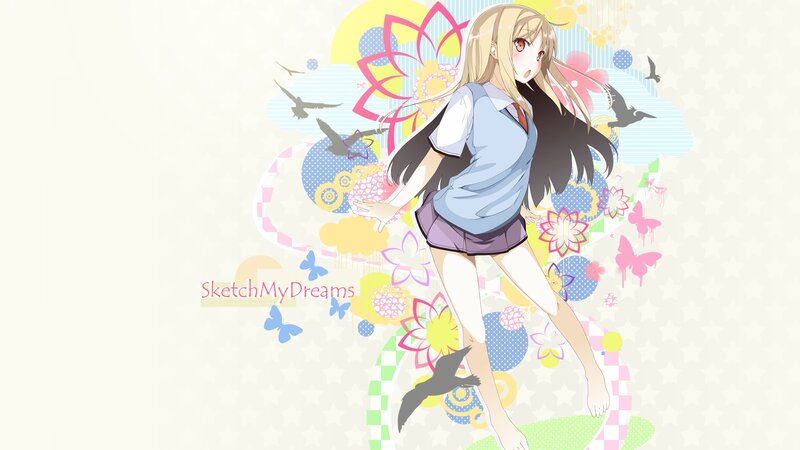 Anime girl with colorful background