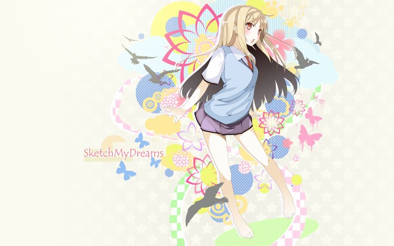 Anime girl with colorful background