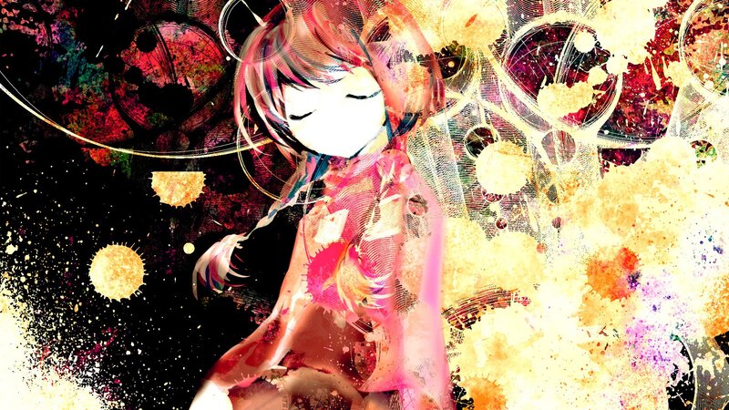 anime girl with colorful background
