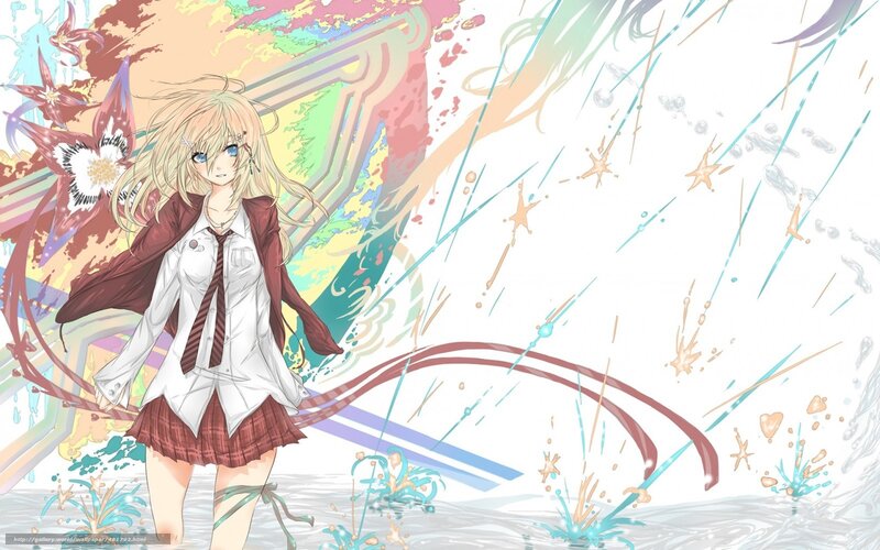 anime girl with colorful background