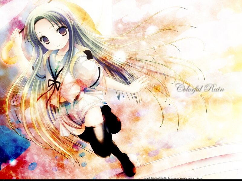 Anime girl with colorful background