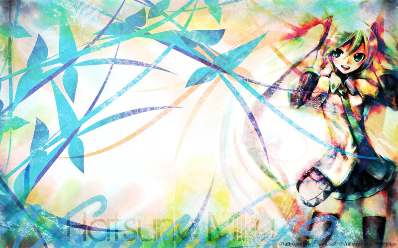 Anime girl with colorful background