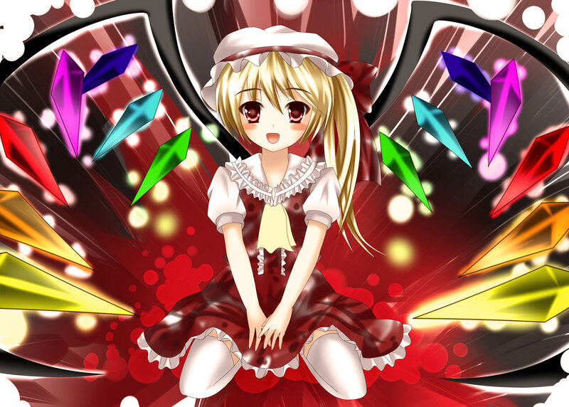 anime girl with colorful crystals