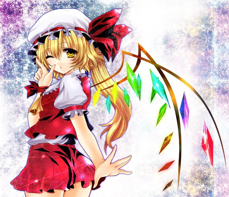 anime girl with colorful crystals