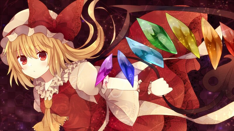 anime girl with colorful crystals