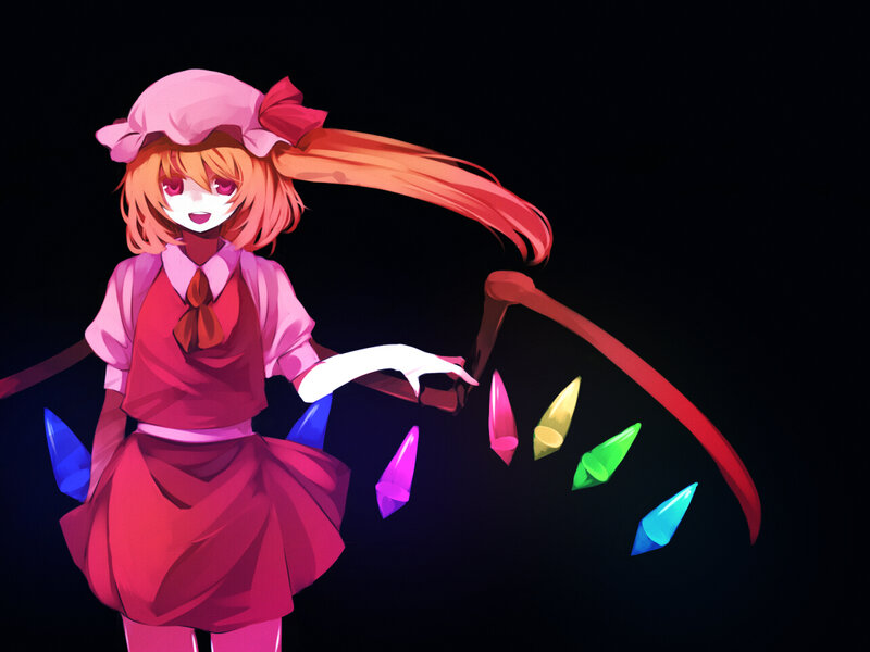 anime girl with colorful crystals
