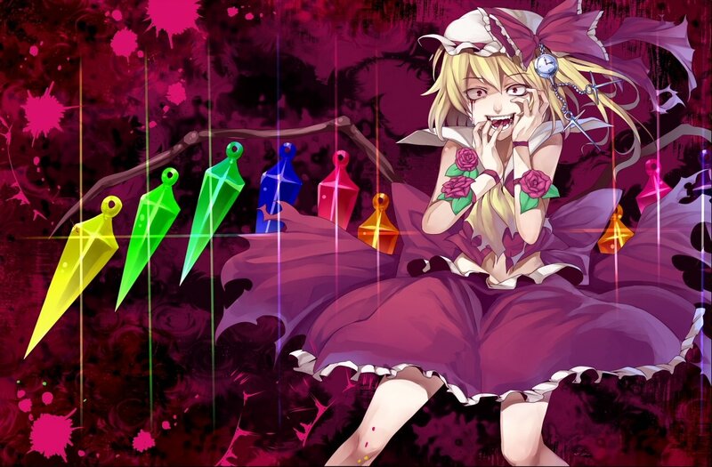 Anime girl with colorful daggers