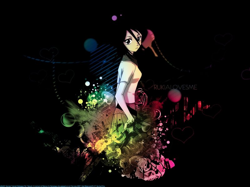 anime girl with colorful effects