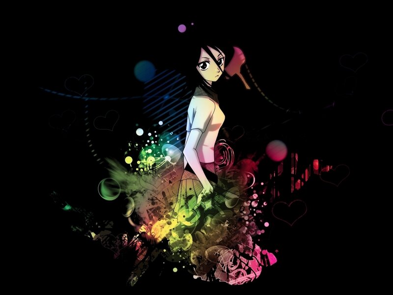 anime girl with colorful effects