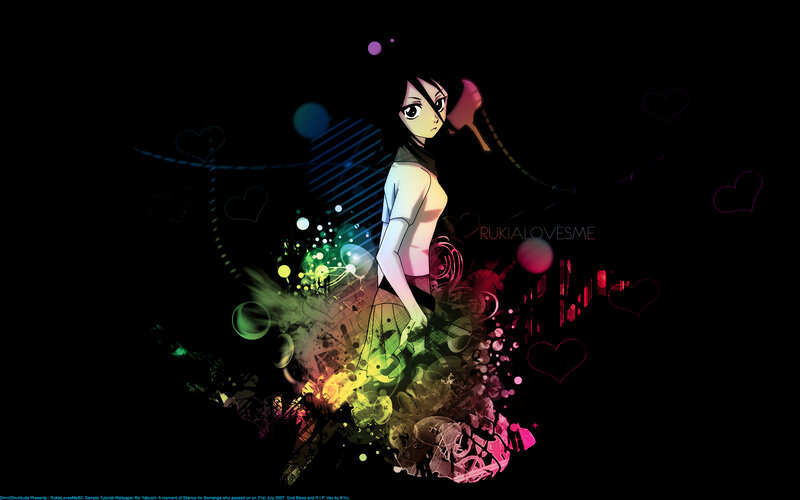 anime girl with colorful effects
