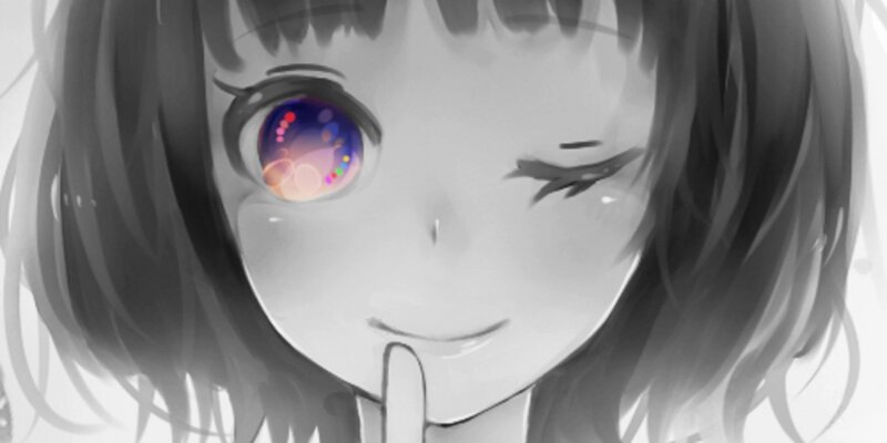 anime girl with colorful eye