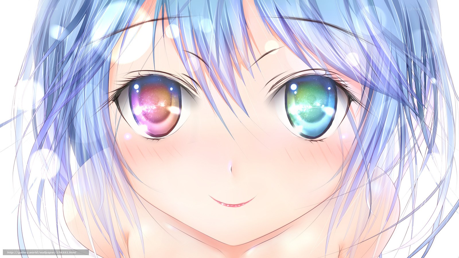 anime girl with colorful eyes