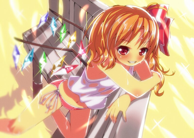 anime girl with colorful gems