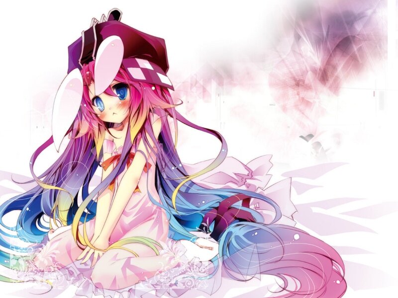anime girl with colorful hair