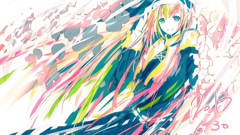 anime girl with colorful hair