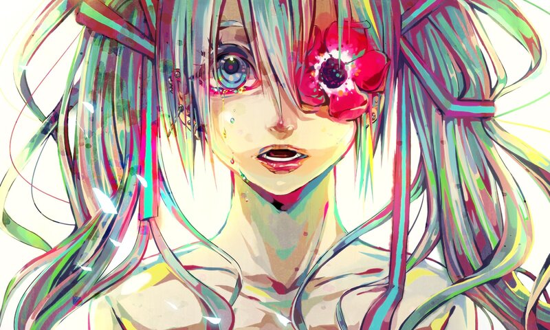 anime girl with colorful hair