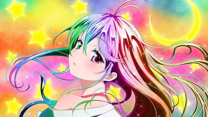 anime girl with colorful hair