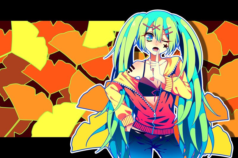 Anime girl with colorful hair