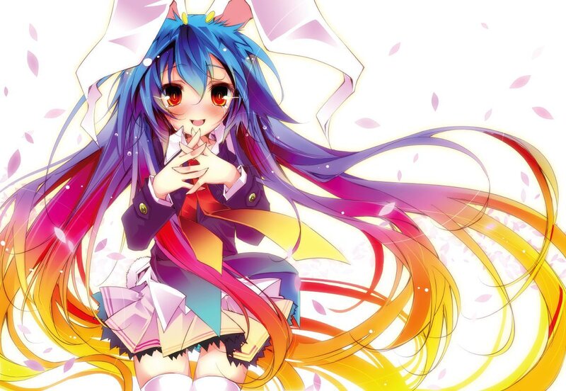 anime girl with colorful hair