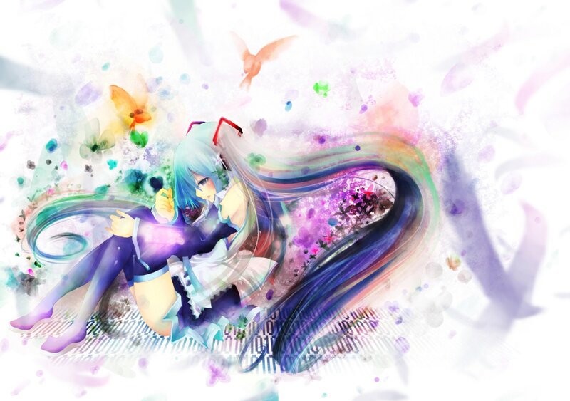 anime girl with colorful hair