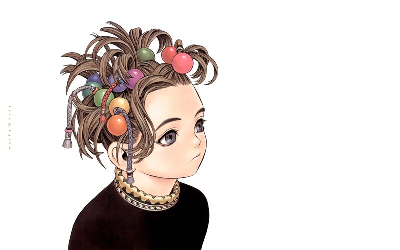 anime girl with colorful hair beads
