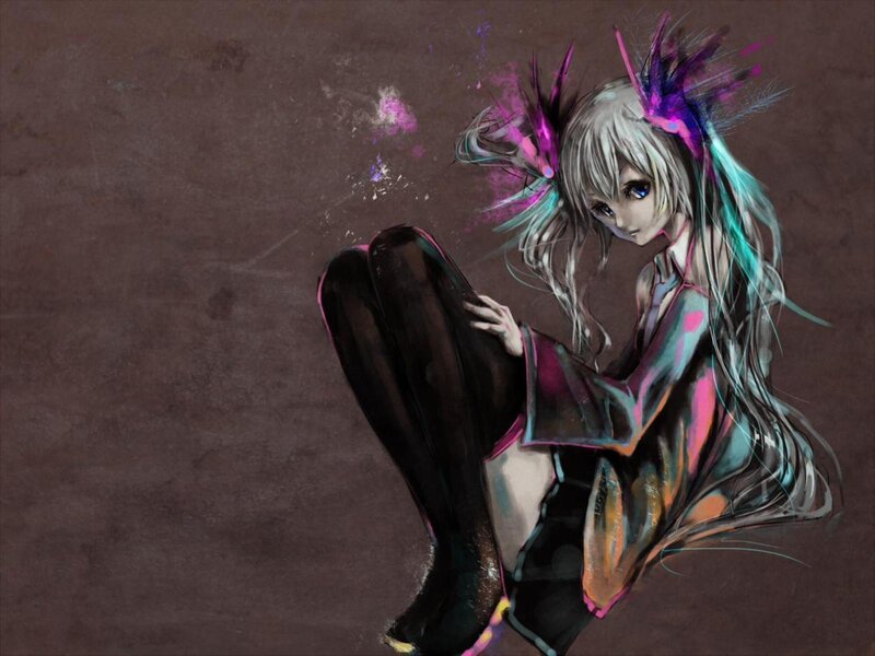 Anime Girl with Colorful Hair — Brown