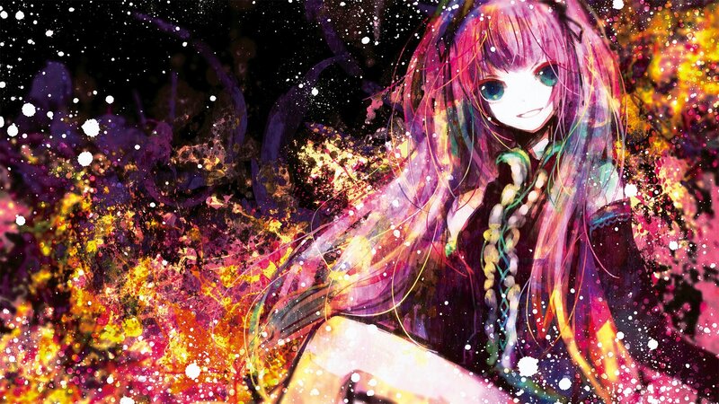 Anime Girl with Colorful Hair — Purple, Dramatic, Digital Art, Eyes
