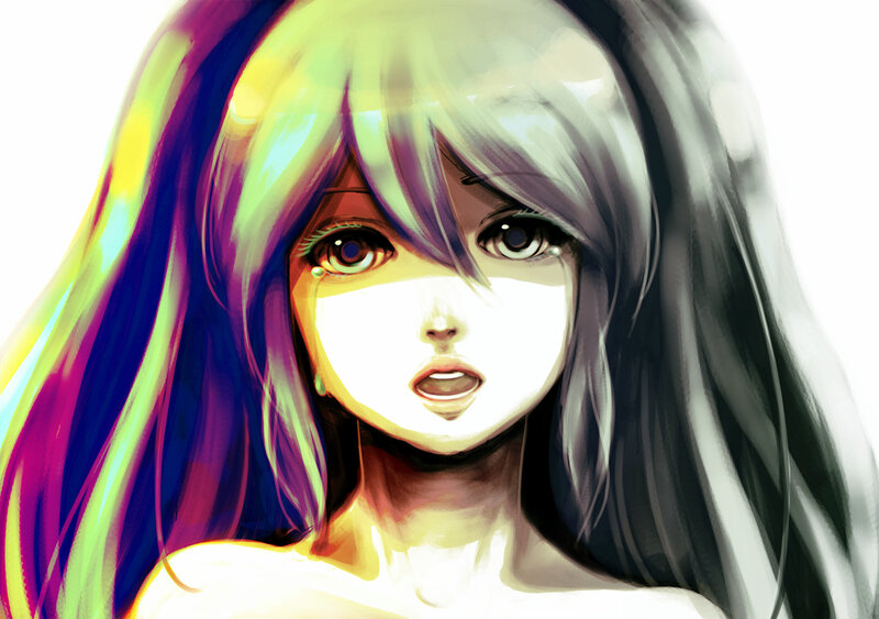 Anime Girl with Colorful Hair — Purple, Dramatic