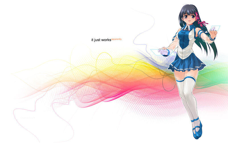 anime girl with colorful lines