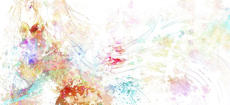 anime girl with colorful splashes