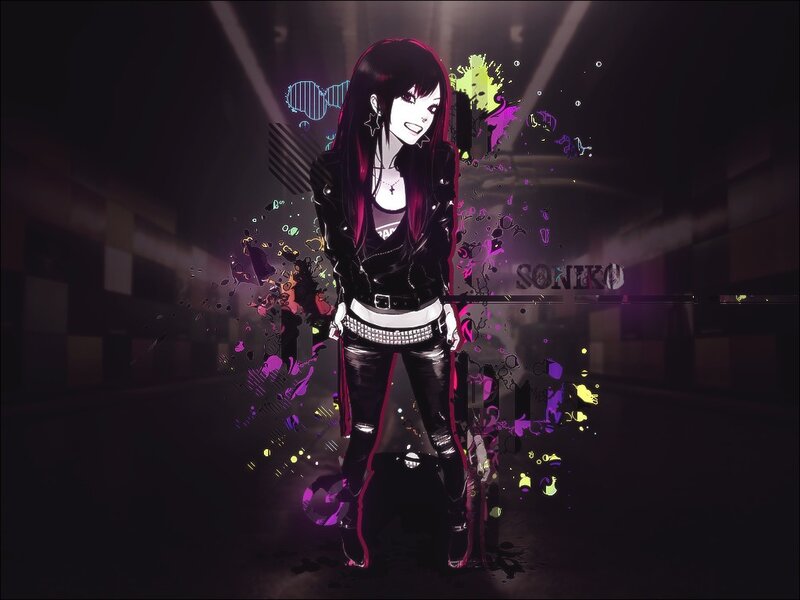Anime girl with colorful splashes