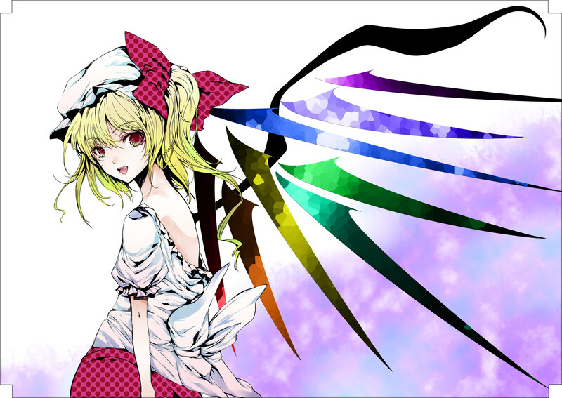 anime girl with colorful wings