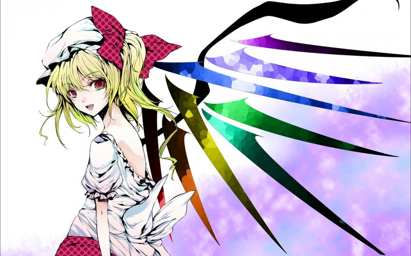 anime girl with colorful wings