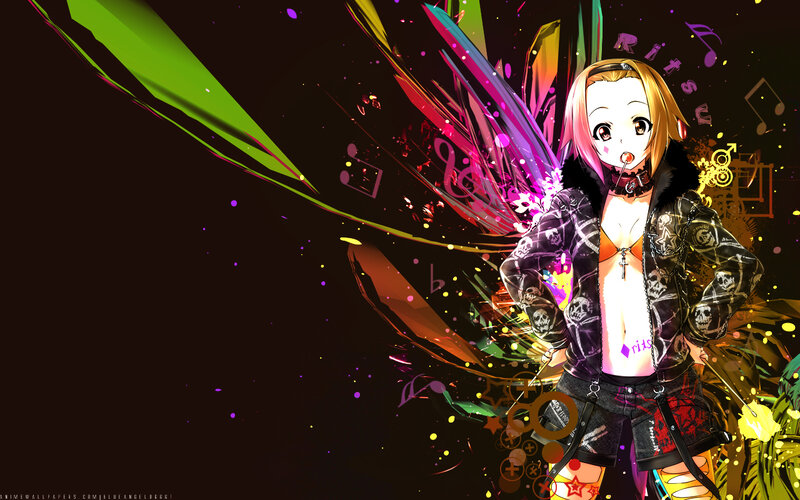 Anime Girl with Colorful Wings — Black