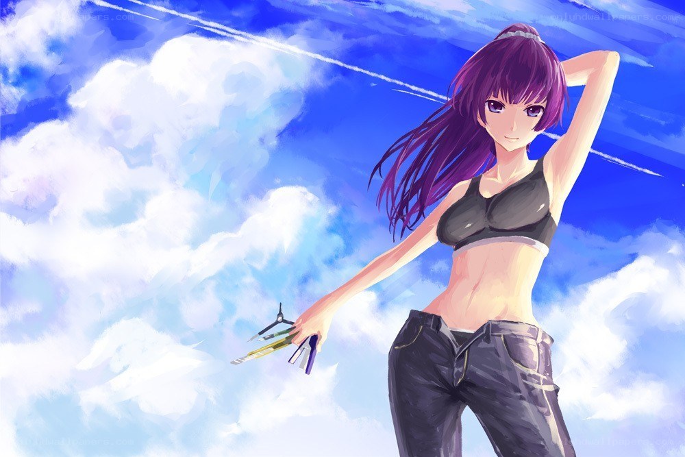 Anime girl with compass