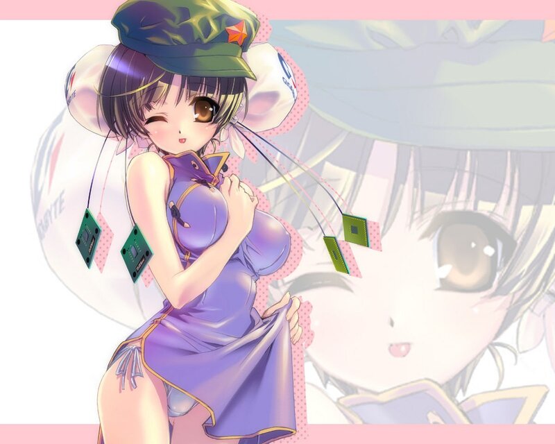 anime girl with computer parts