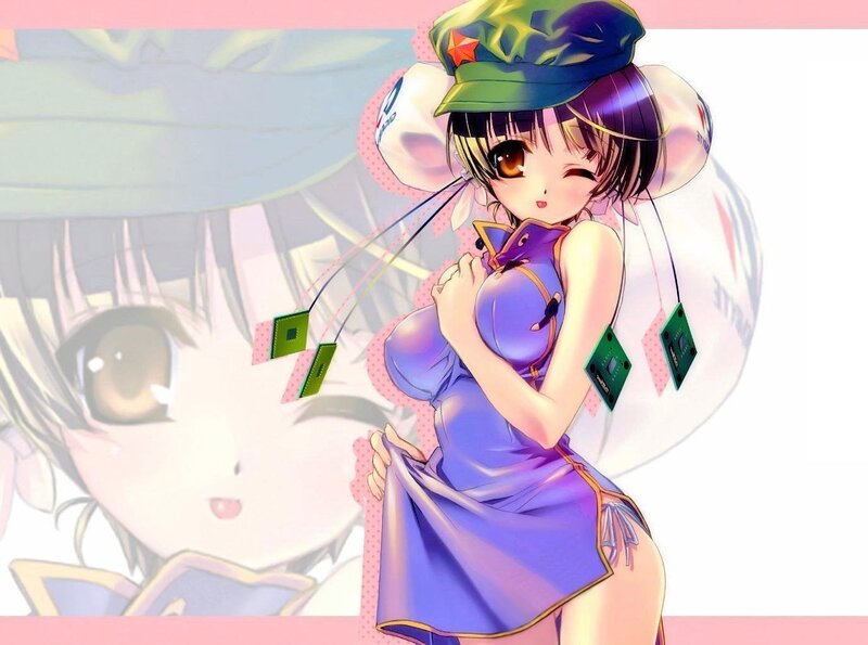 anime girl with computer parts