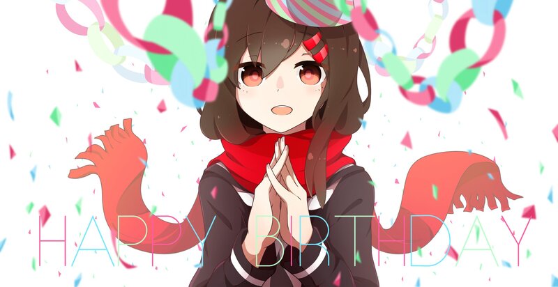 Anime Girl with Confetti — Red
