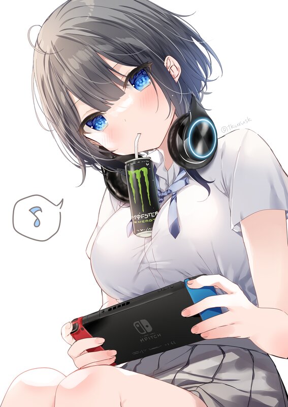 Anime Girl with Console — White