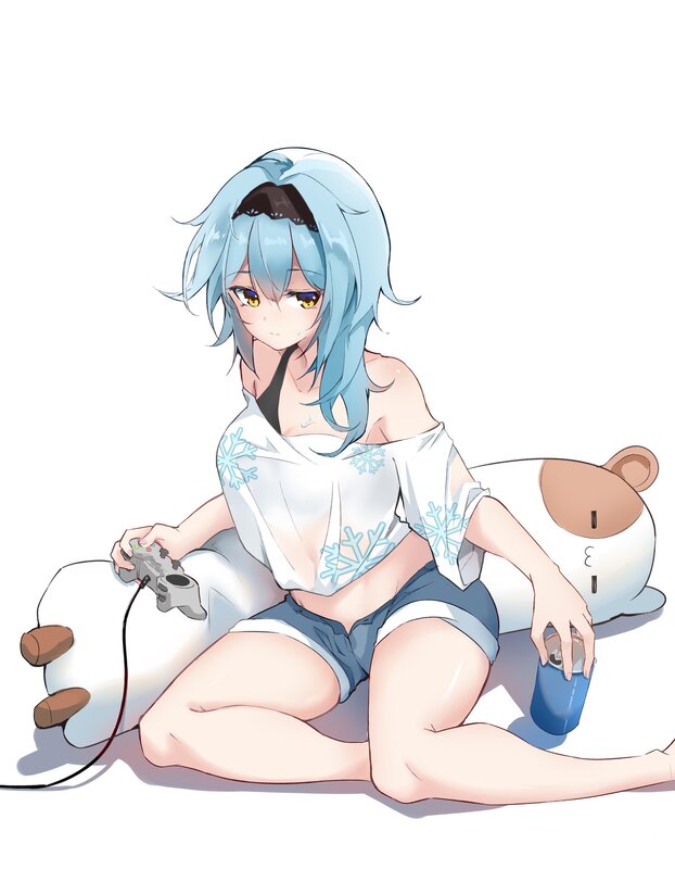 Anime Girl with Controller — Blue