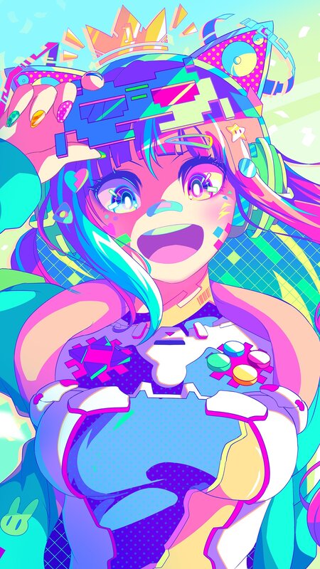 Anime Girl with Controller — Pink