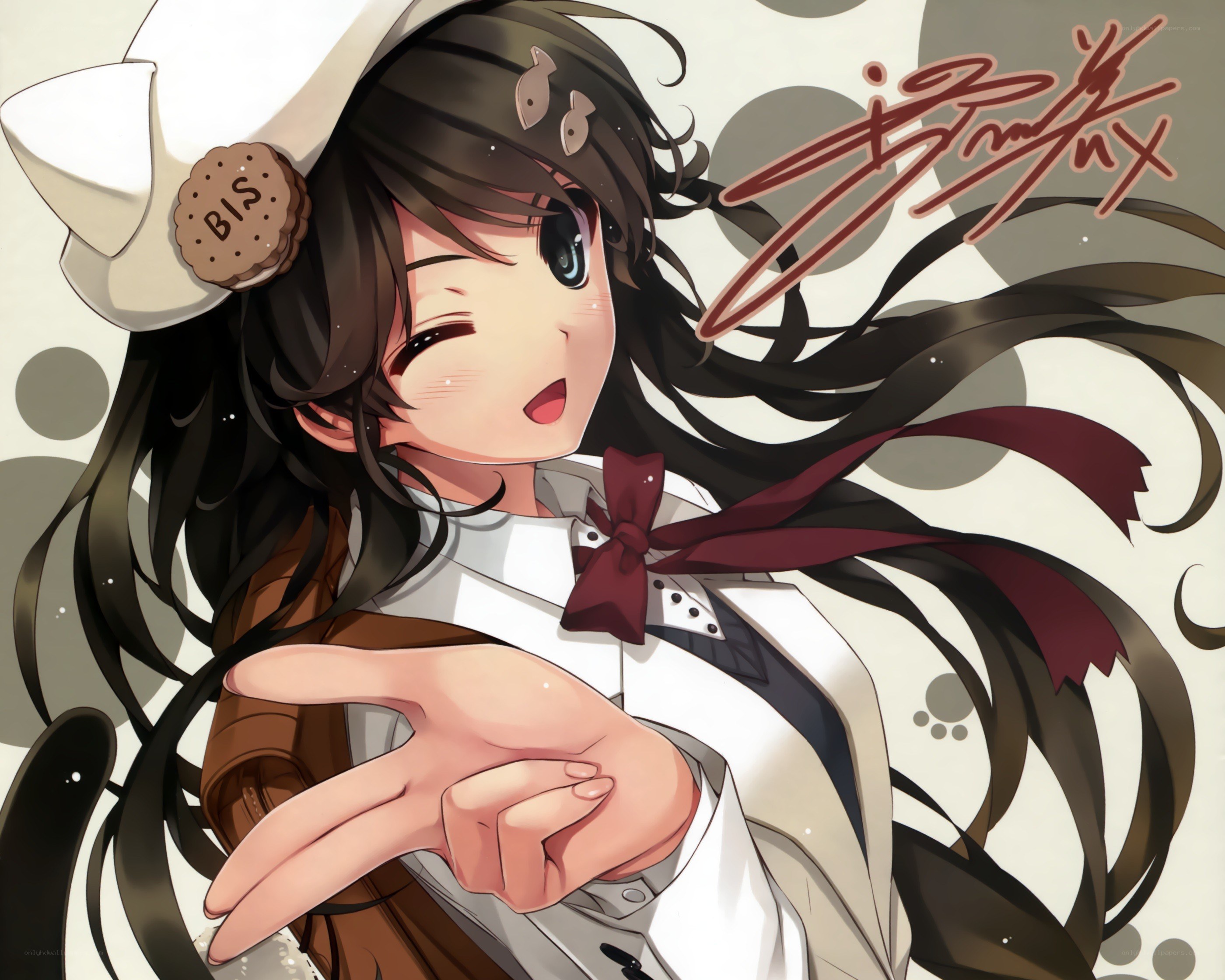 anime girl with cookie hat