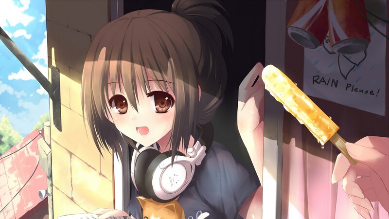 Anime girl with corn dog