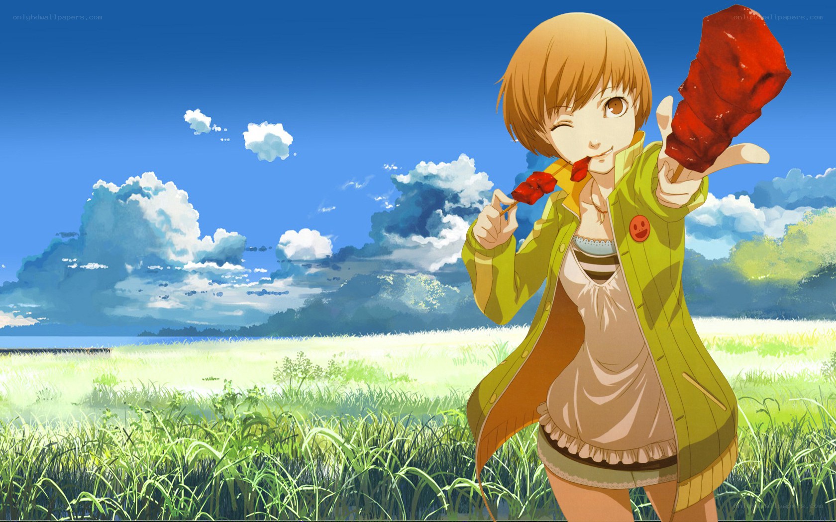 Anime girl with corn dog