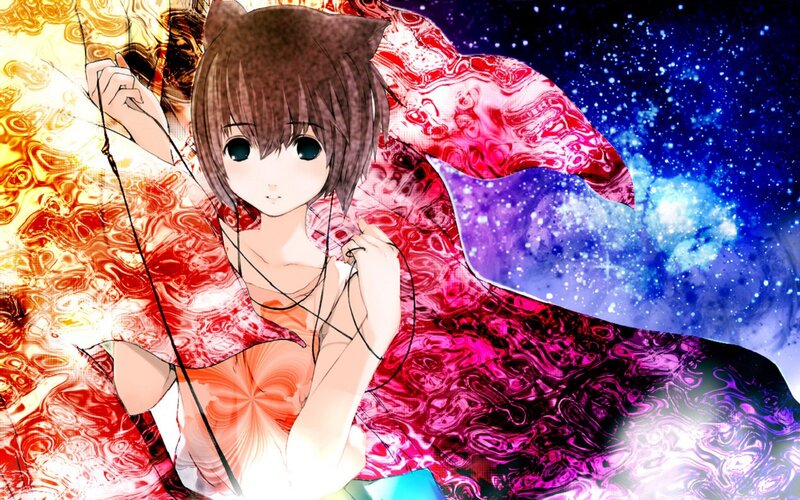 anime girl with cosmic background