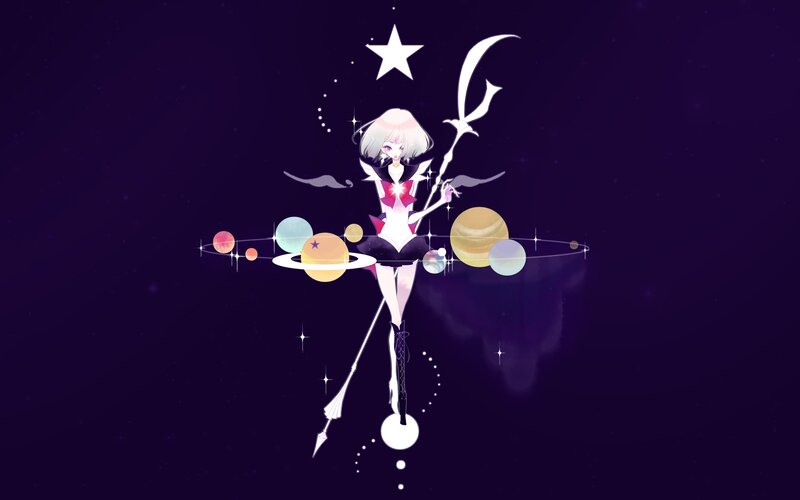 anime girl with cosmic staff