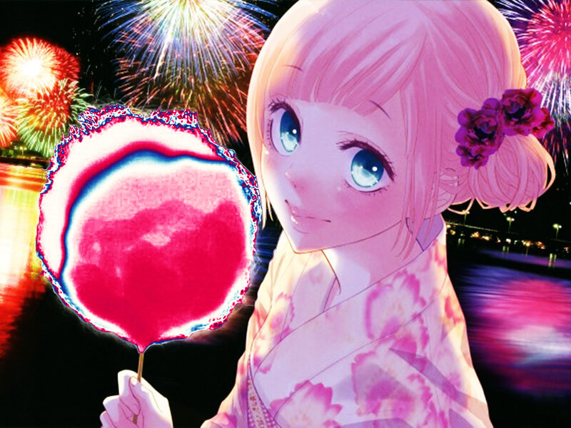 anime girl with cotton candy